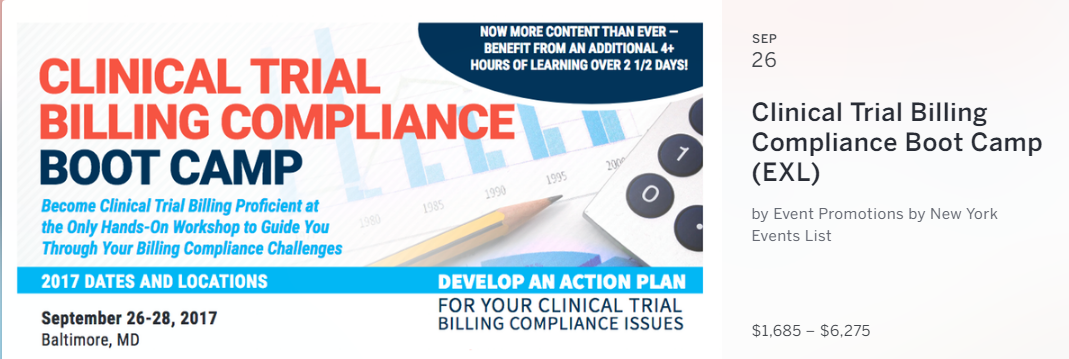 The Clinical Trial Billing Boot Camp has undergone a face lift for 2017! With more time with our team of experts, you will have the opportunity to interact with a billing compliance network. Our goal is for you to bring a pending study and work on it while you are at the boot camp so you can get questions answered for real life scenarios. You will leave the boot camp with the start of a coverage analysis that you can take home as a tool to begin a process for billing compliance.